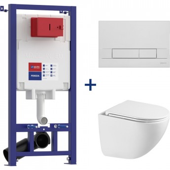 Сет: Инсталляция LEMARK PENEDA + кнопка смыва BIT хром глянец + унитаз GLAZER белый глянец